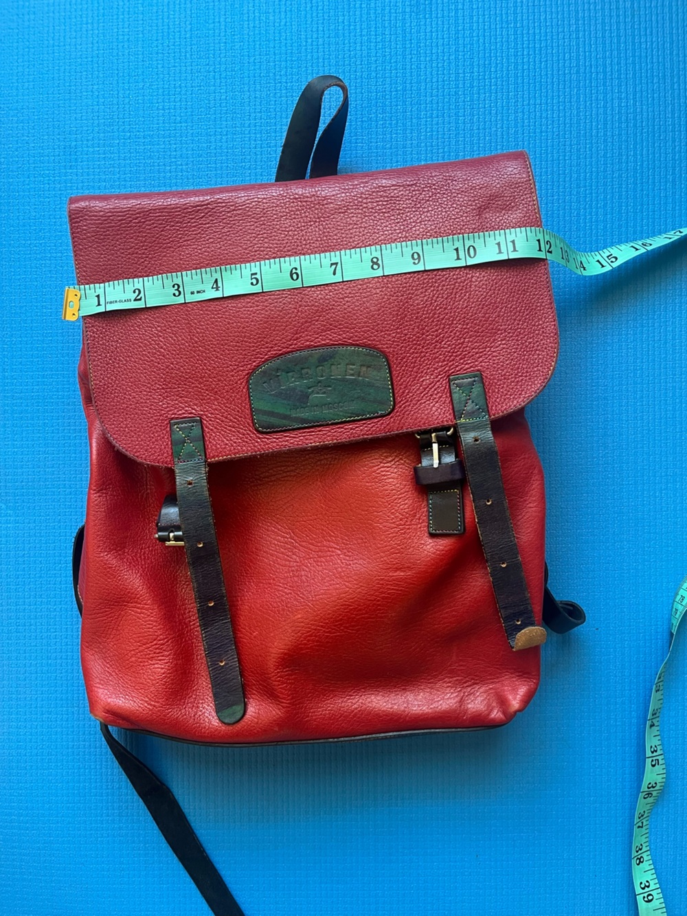 Red Leather Backpack Rucksack (handmade) - Picture 2 of 6